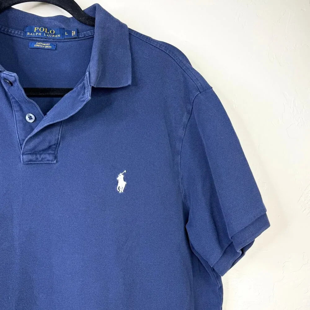 Polo Ralph Lauren Men's RL French Navy Custom Fit Stretch Mesh Polo Shirt Large